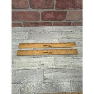 Set Of 2 Westcott Beveled 12" Wood Ruler 1.25" Wide Natural Hardwood Pre-Owned